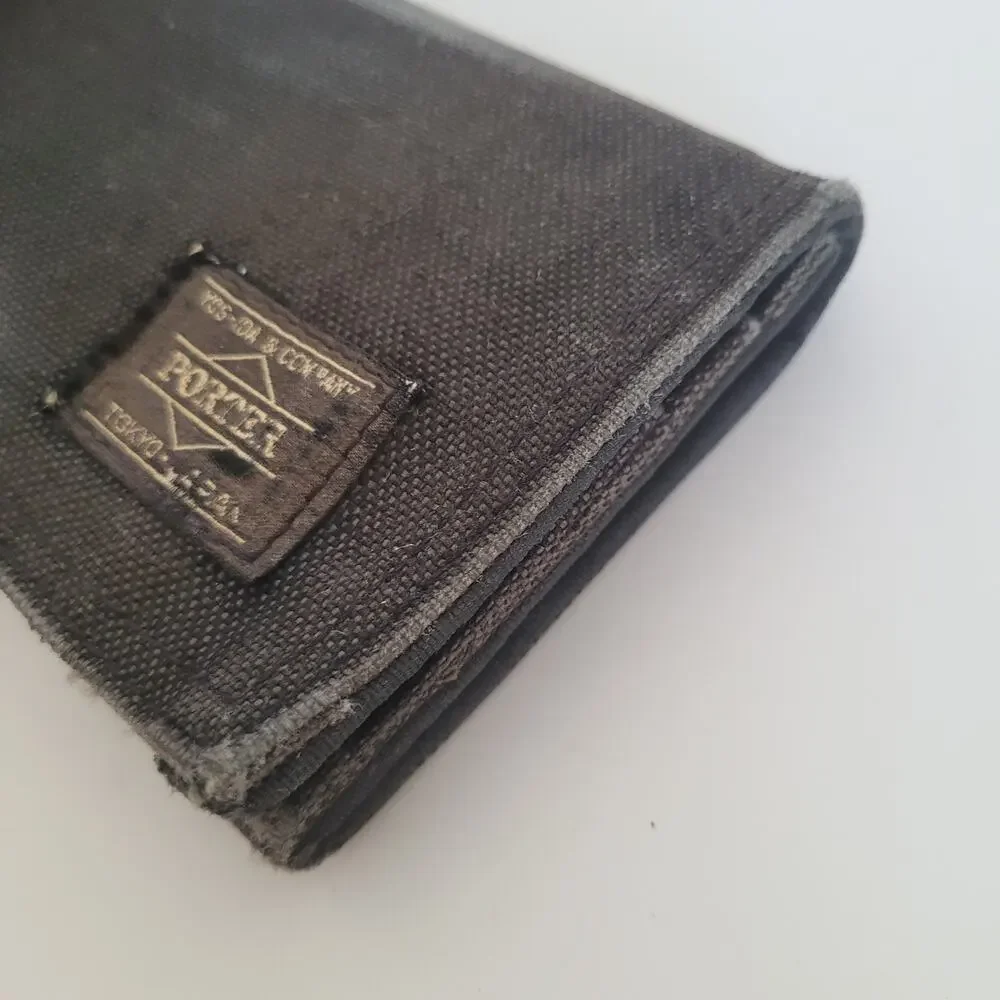 Porter Yoshida & Co Tokyo Unisex‎ Denim Canvas Long Wallet Gray Checkbook Card